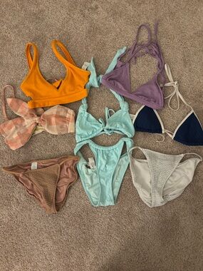 Bikinis all size small. All Aerie except for purple (xhilaration target brand).